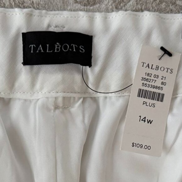 SIZE 14W TALBOTS WHITE HAMPSHIRE ANKLE PANT BRAND NEW WITH TAGS. FULLY LINED - Picture 3 of 12